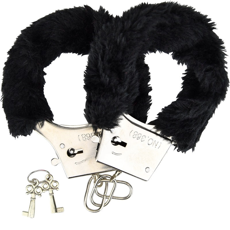 Loving Joy Furry Handcuffs Black Product Image