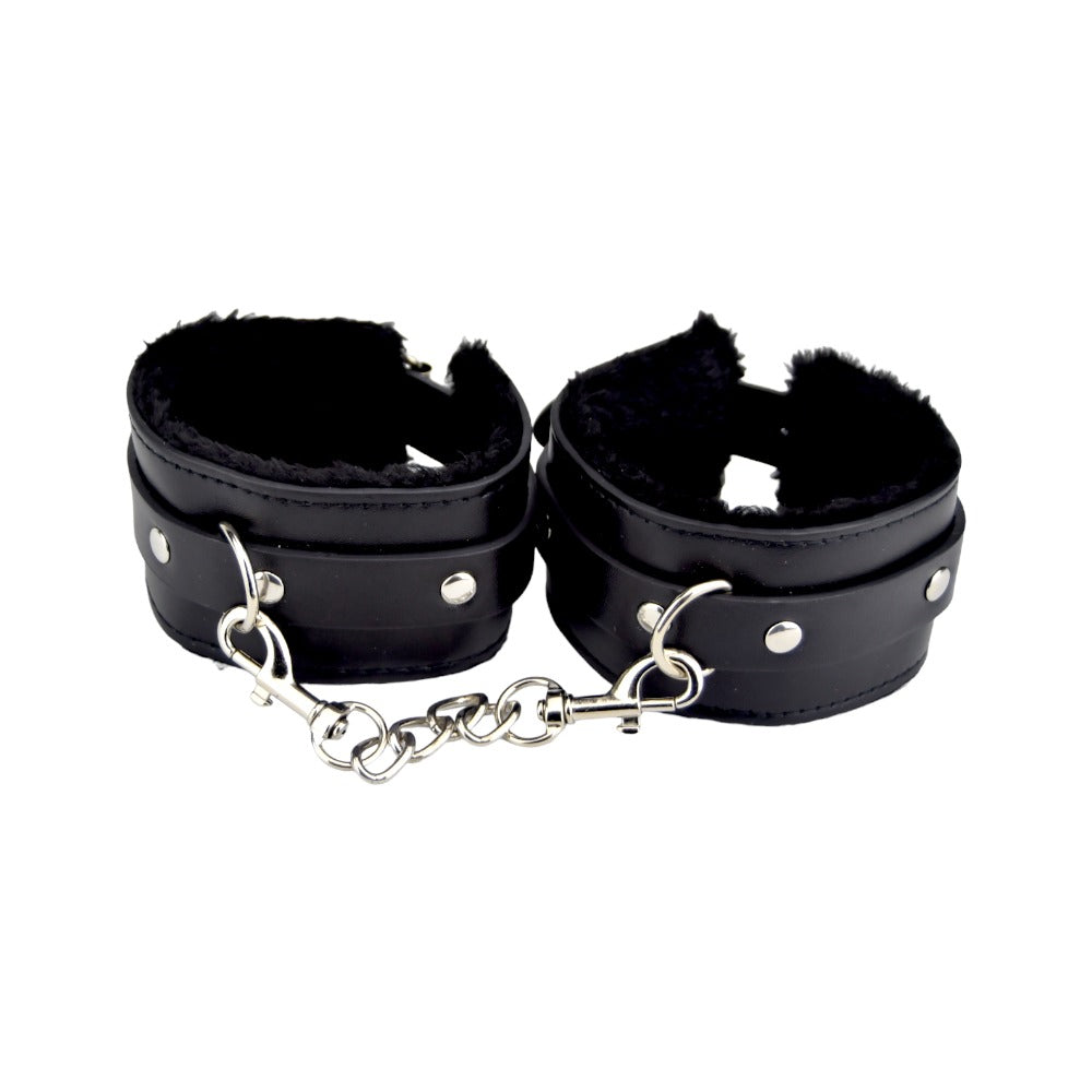Bound to Please Furry Plush Wrist Cuffs Black Product Image