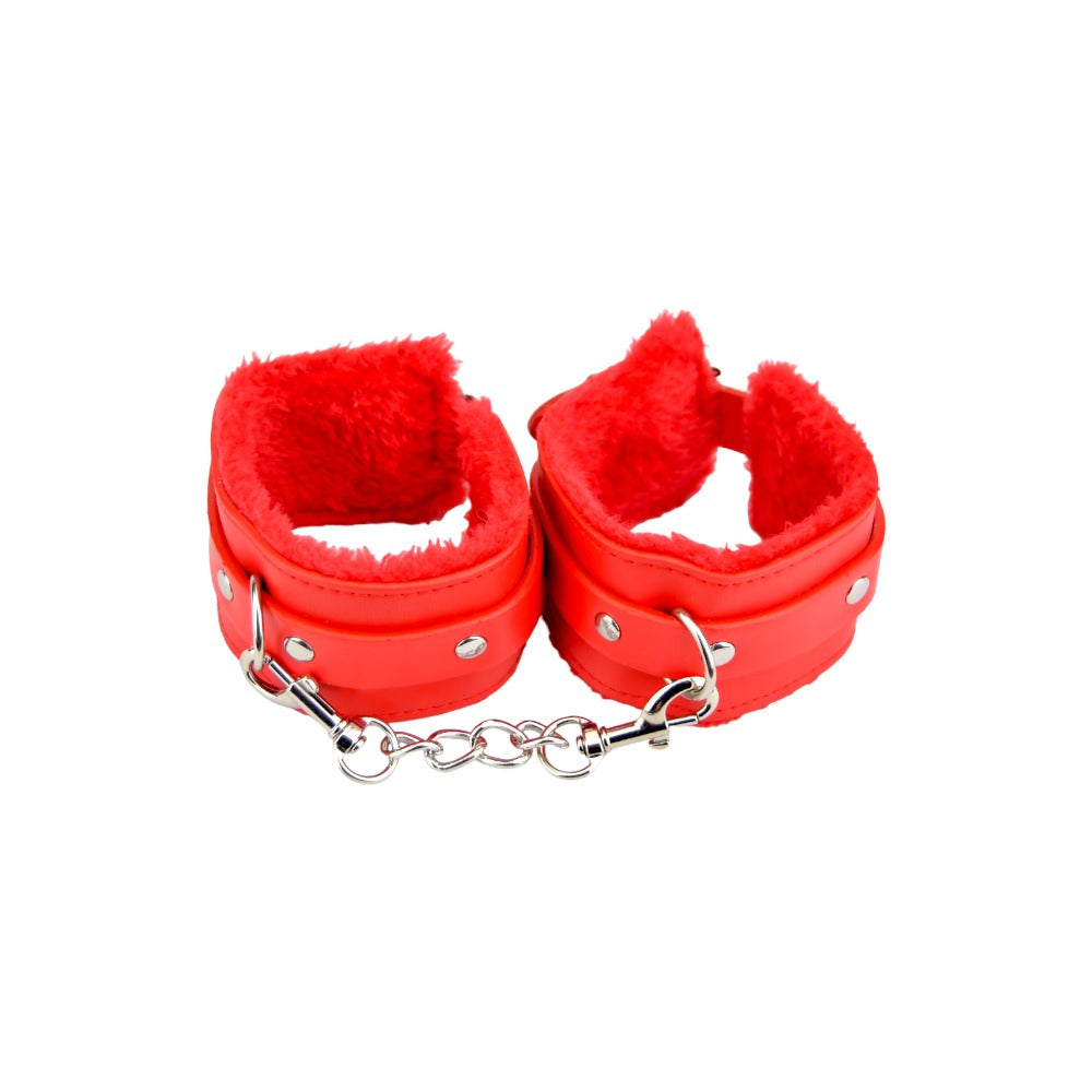 Bound to Please Furry Plush Wrist Cuffs Red Product Image