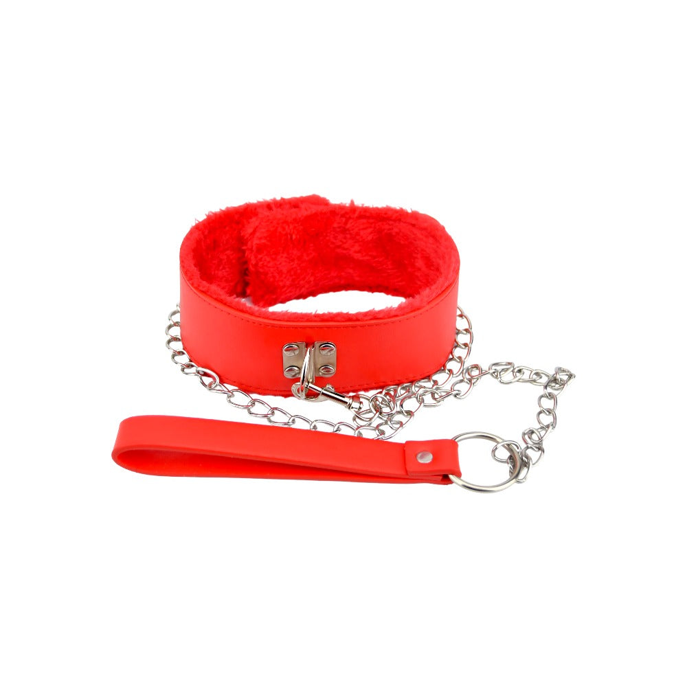 Bound to Please Furry Collar with Leash Red Product Image