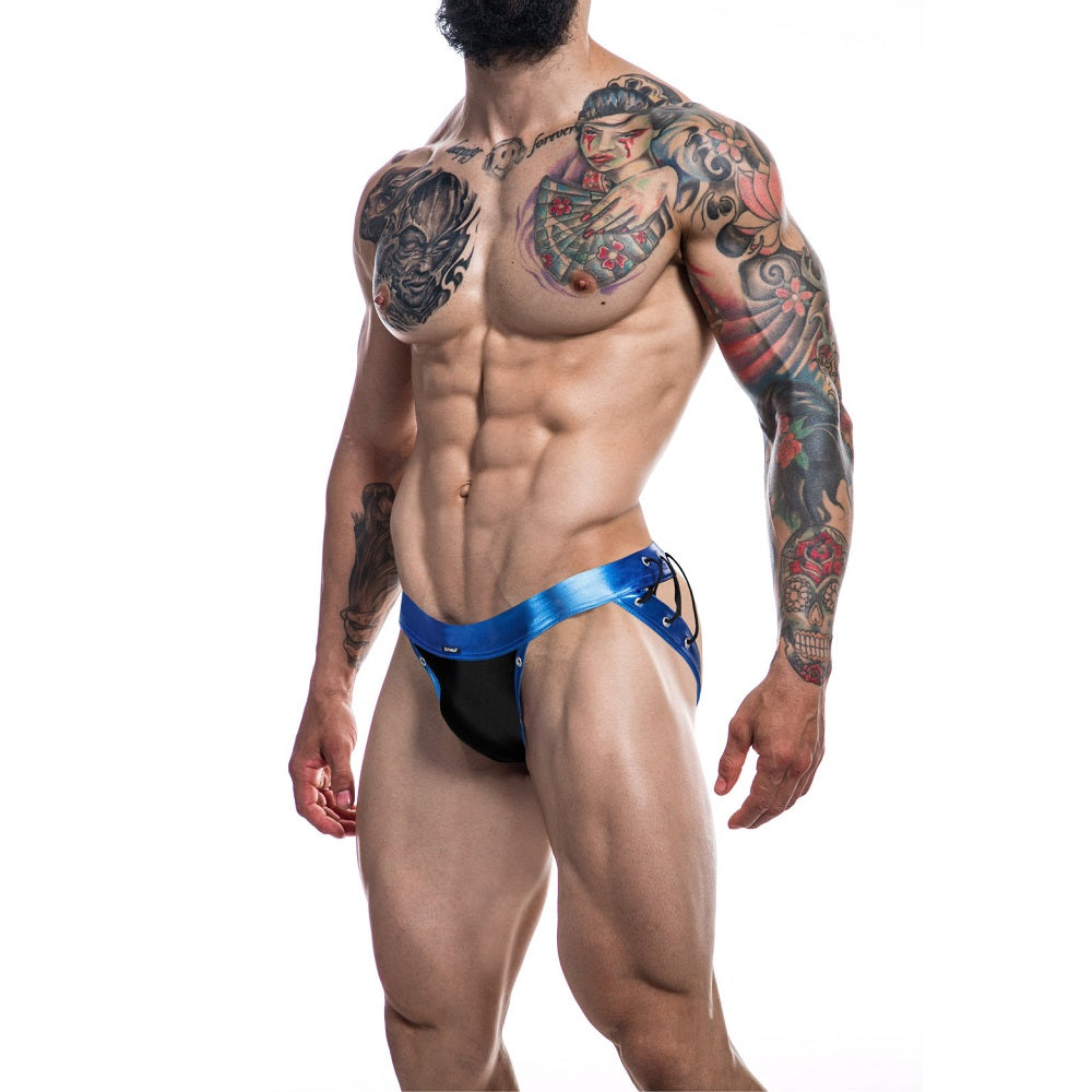 C4M Desire Jockstrap Blue Leatherette Product Image