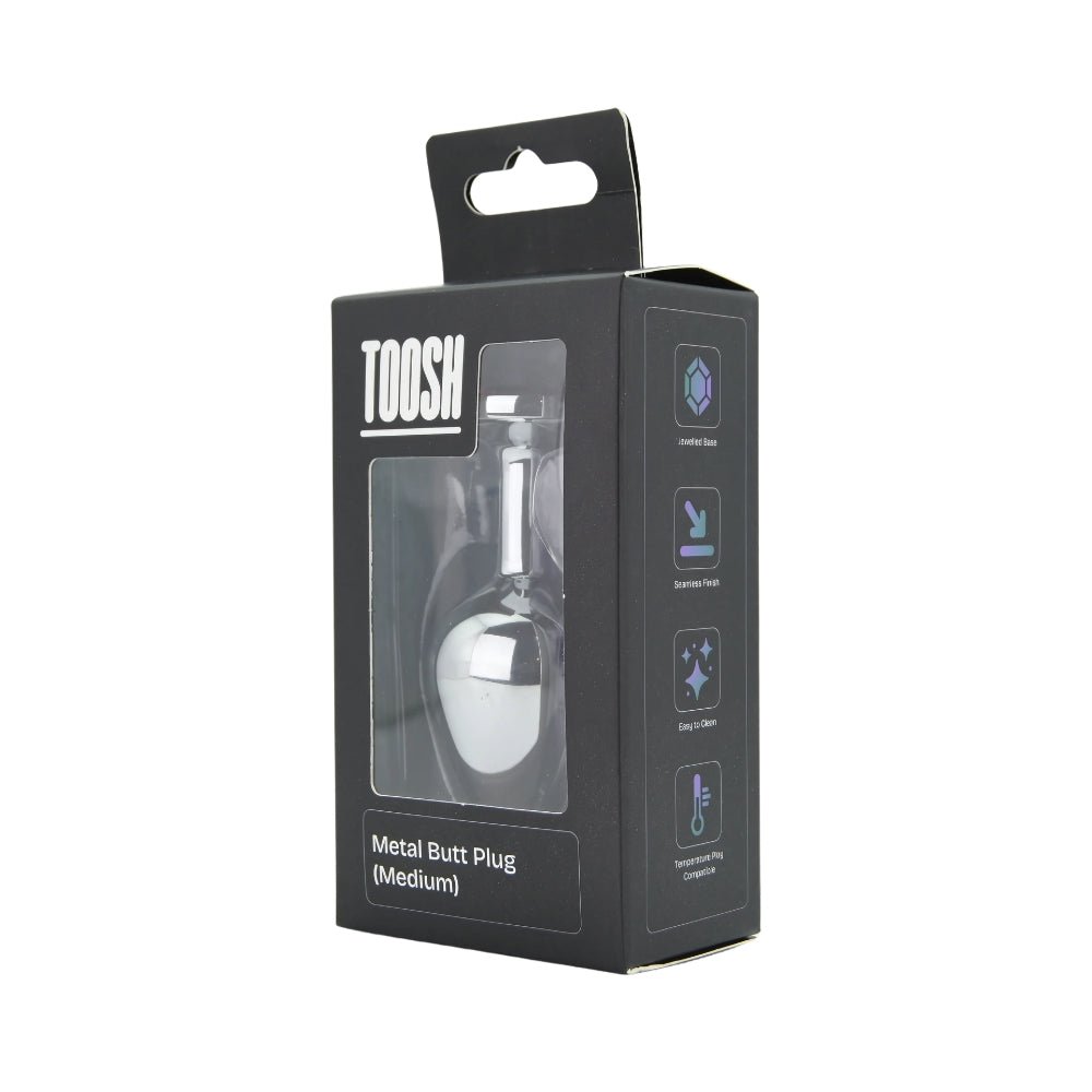 Toosh Silver Metal Butt Plug Medium Pink Stone - Sensual Vibes UK