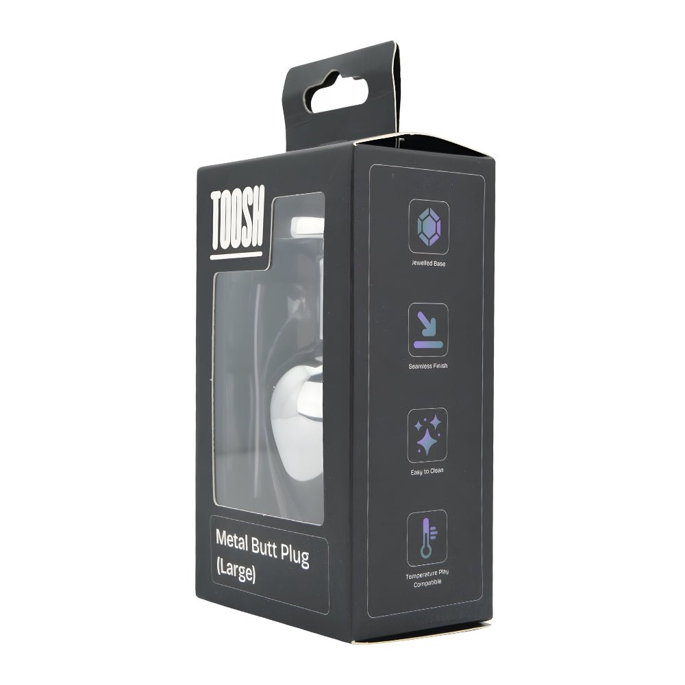 Toosh Silver Metal Butt Plug Large Pink Stone - Sensual Vibes UK