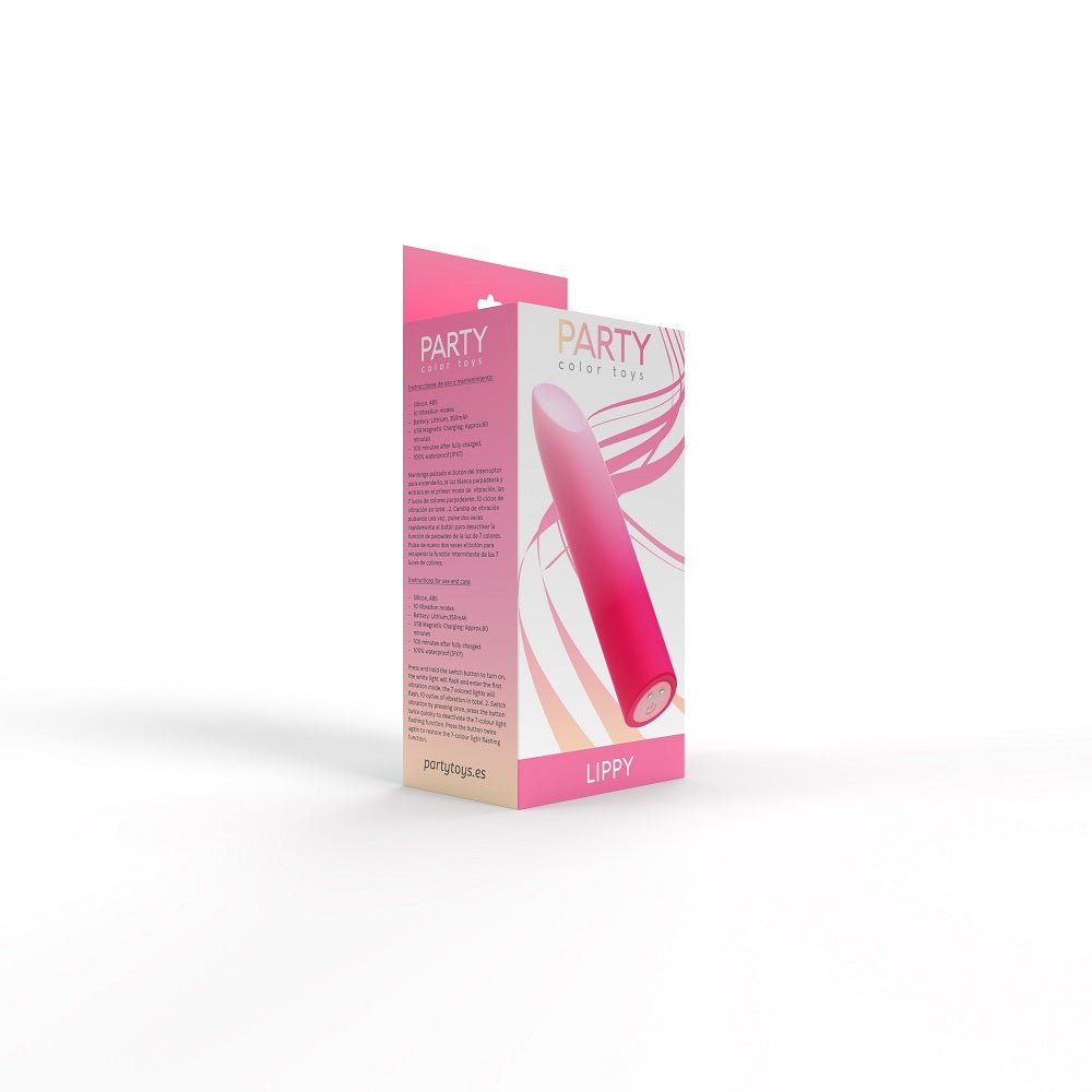 Party Color LIPPY Rechargeable Bullet Vibrator Pink - Sensual Vibes UK
