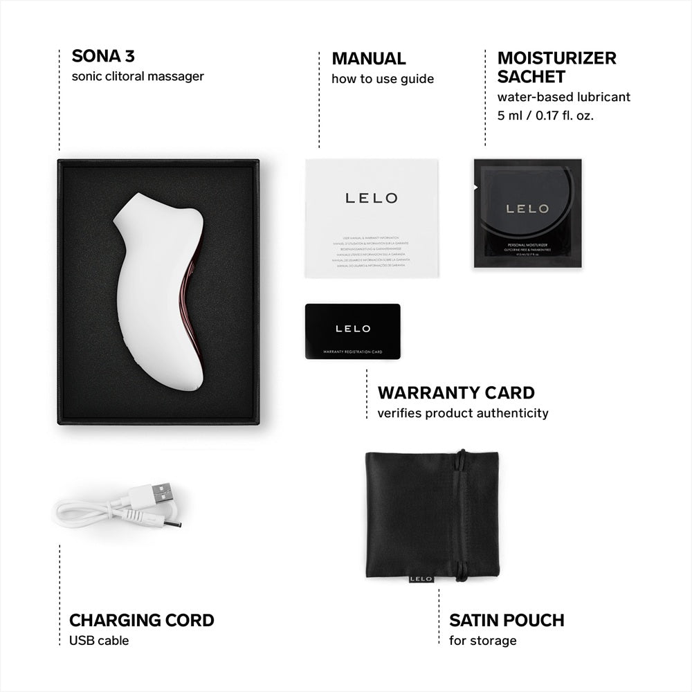 LELO Sona 3 Cruise Clitoral Suction Massager Cream Product Contents