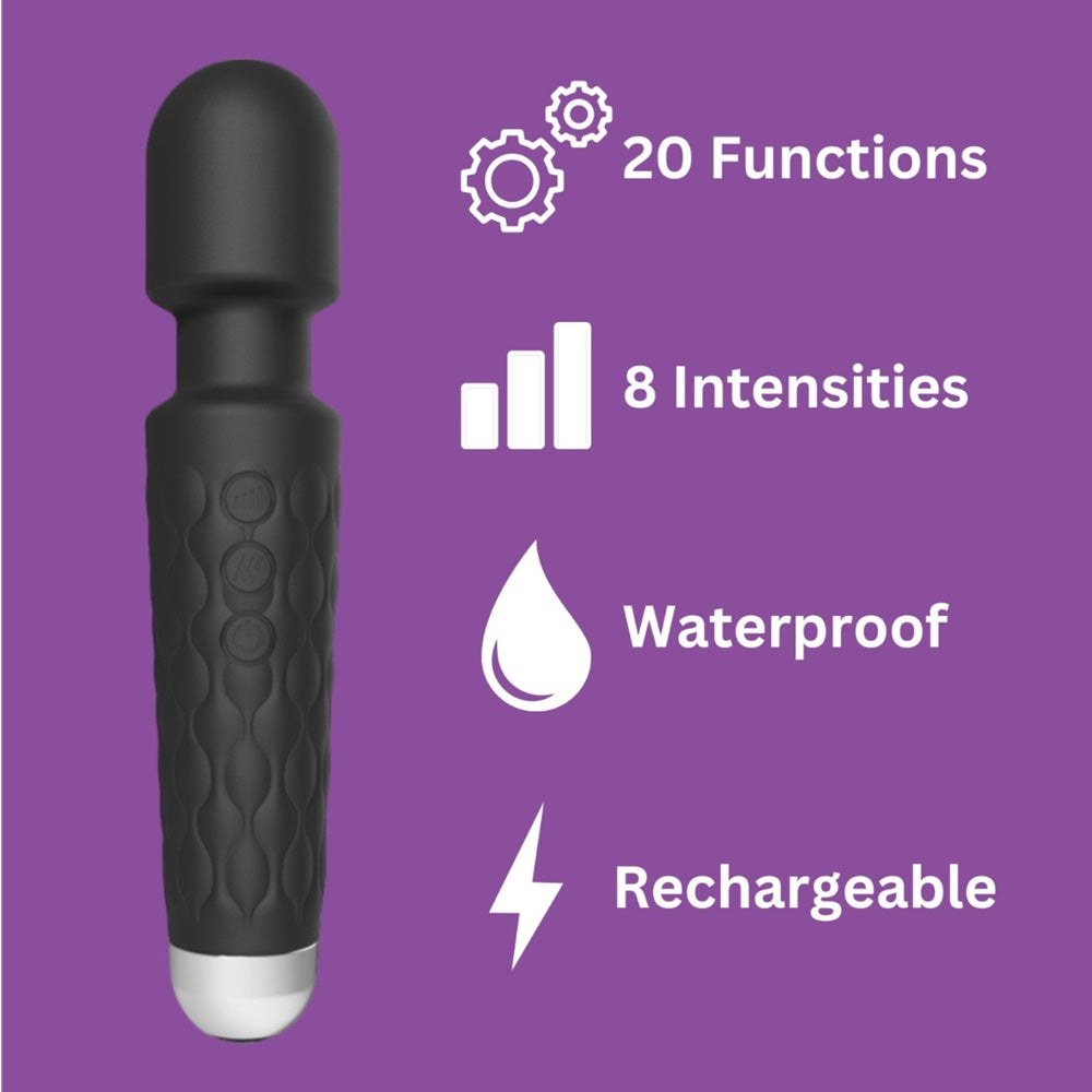 Loving Joy 20 Function Wand Vibrator Black