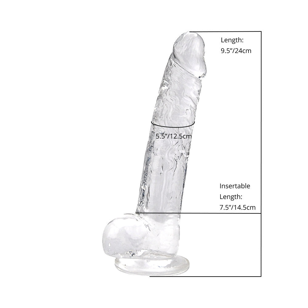 Loving Joy 9 Inch Dildo with Balls Clear