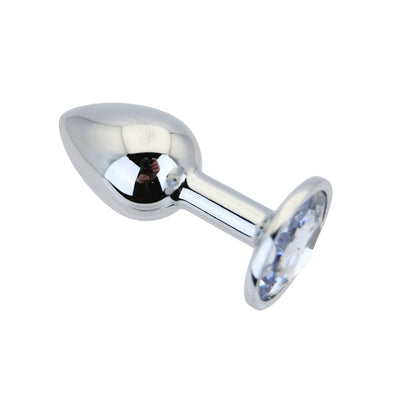 Toosh Silver Metal Butt Plug Small Clear Stone - Sensual Vibes UK