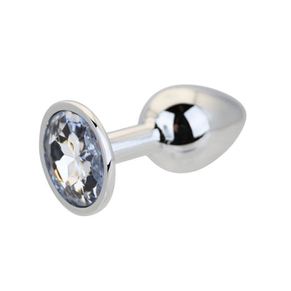 Toosh Silver Metal Butt Plug Small Clear Stone - Sensual Vibes UK