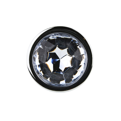 Toosh Silver Metal Butt Plug Medium Clear Stone