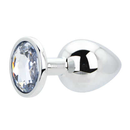 Toosh Silver Metal Butt Plug Large Clear Stone - Sensual Vibes UK