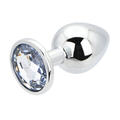 Toosh Silver Metal Butt Plug Large Clear Stone - Sensual Vibes UK