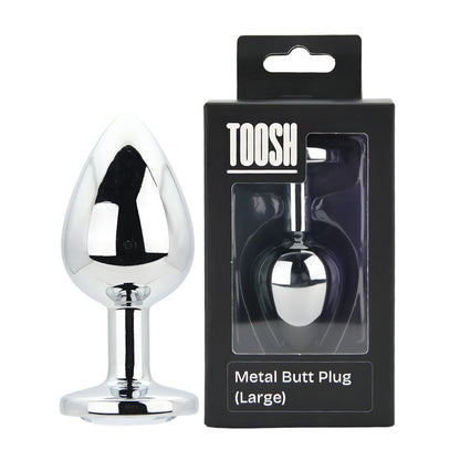 Toosh Silver Metal Butt Plug Large Clear Stone - Sensual Vibes UK