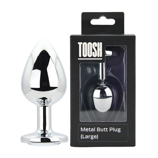 Toosh Silver Metal Butt Plug Large Clear Stone - Sensual Vibes UK