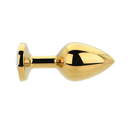 Toosh Gold Metal Butt Plug Medium Clear Stone - Sensual Vibes UK