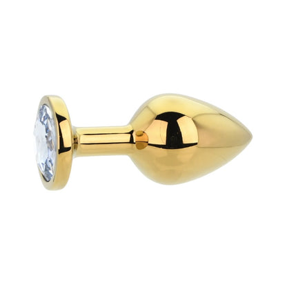 Toosh Gold Metal Butt Plug Medium Clear Stone - Sensual Vibes UK