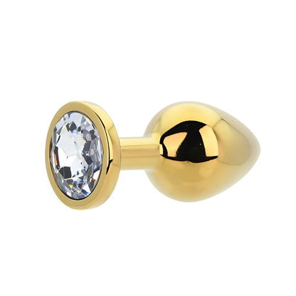 Toosh Gold Metal Butt Plug Medium Clear Stone - Sensual Vibes UK