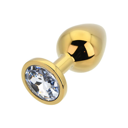 Toosh Gold Metal Butt Plug Medium Clear Stone - Sensual Vibes UK