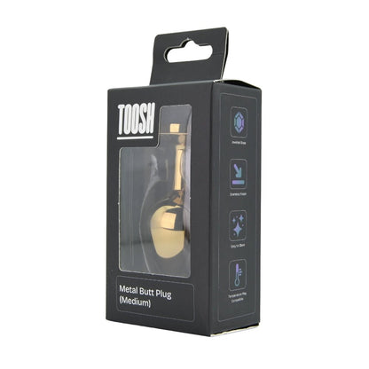 Toosh Gold Metal Butt Plug Medium Clear Stone - Sensual Vibes UK