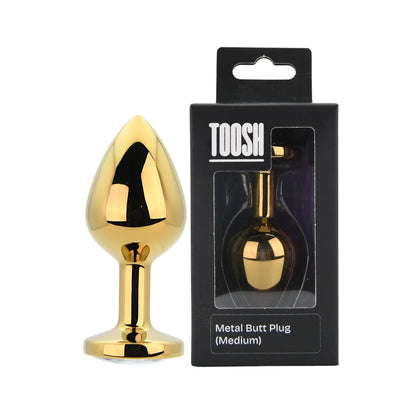 Toosh Gold Metal Butt Plug Medium Clear Stone - Sensual Vibes UK