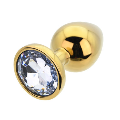 Toosh Gold Metal Butt Plug Large Clear Stone - Sensual Vibes UK