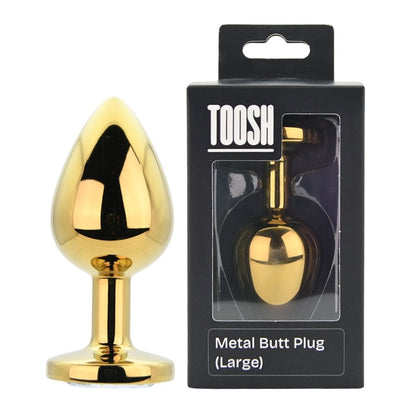 Toosh Gold Metal Butt Plug Large Clear Stone - Sensual Vibes UK