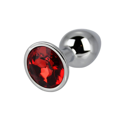 Toosh Silver Metal Butt Plug Small Red Stone - Sensual Vibes UK