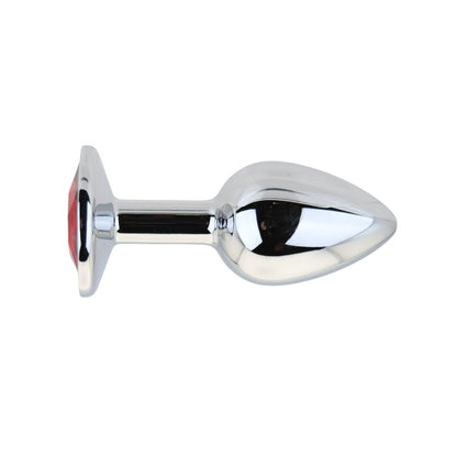 Toosh Silver Metal Butt Plug Small Red Stone - Sensual Vibes UK