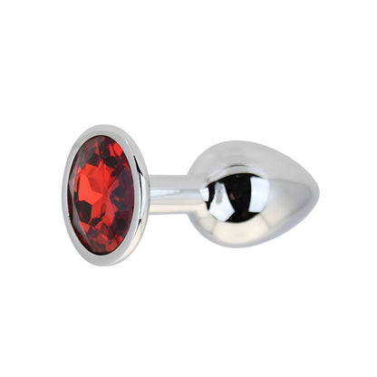 Toosh Silver Metal Butt Plug Small Red Stone - Sensual Vibes UK