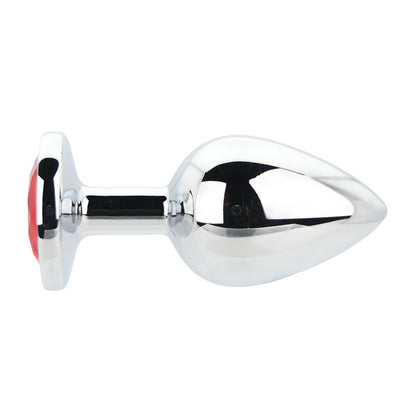 Toosh Silver Metal Butt Plug Large Red Stone - Sensual Vibes UK