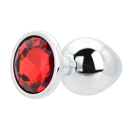 Toosh Silver Metal Butt Plug Large Red Stone - Sensual Vibes UK