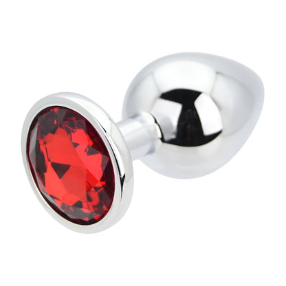 Toosh Silver Metal Butt Plug Large Red Stone - Sensual Vibes UK