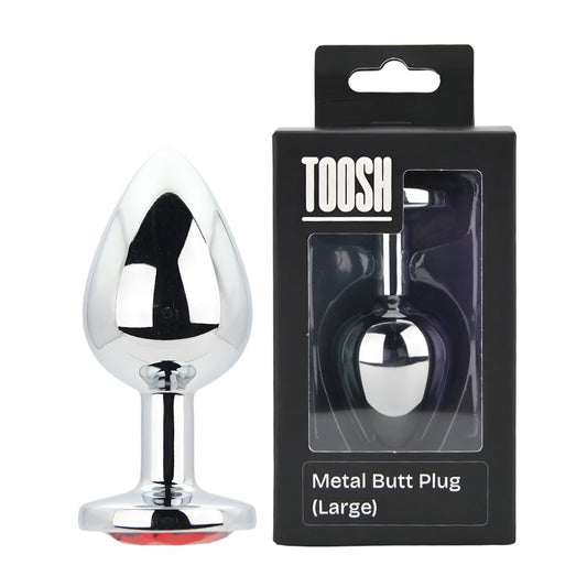 Toosh Silver Metal Butt Plug Large Red Stone - Sensual Vibes UK