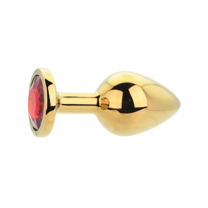 Toosh Gold Metal Butt Plug Medium Red Stone - Sensual Vibes UK