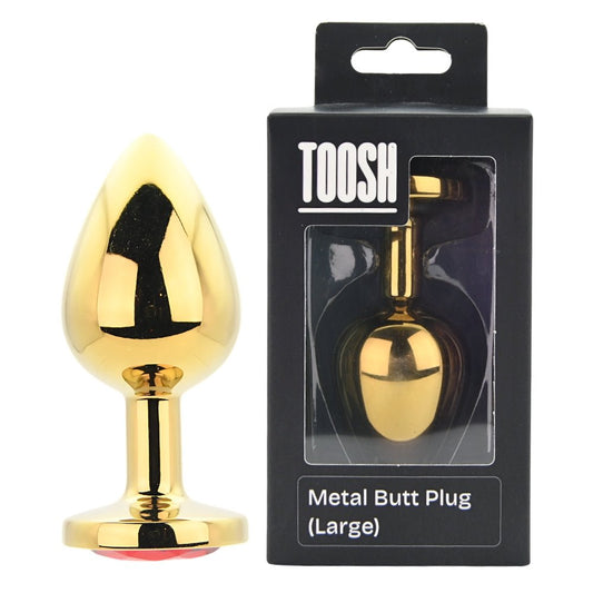 Toosh Gold Metal Butt Plug Large Red Stone - Sensual Vibes UK