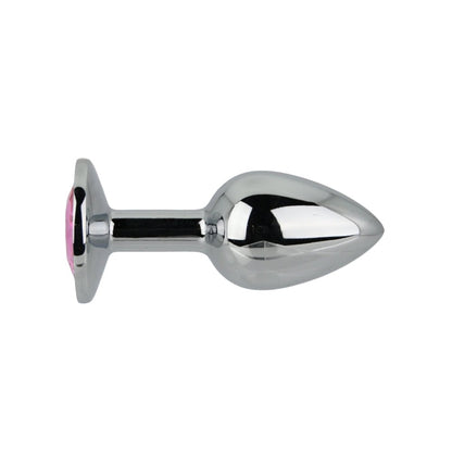 Toosh Silver Metal Butt Plug Small Pink Stone - Sensual Vibes UK
