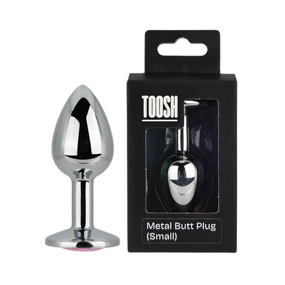 Toosh Silver Metal Butt Plug Small Pink Stone - Sensual Vibes UK