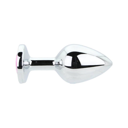 Toosh Silver Metal Butt Plug Medium Pink Stone - Sensual Vibes UK