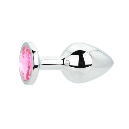 Toosh Silver Metal Butt Plug Medium Pink Stone - Sensual Vibes UK