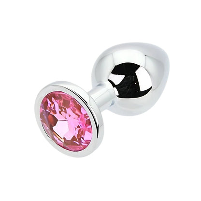 Toosh Silver Metal Butt Plug Medium Pink Stone - Sensual Vibes UK