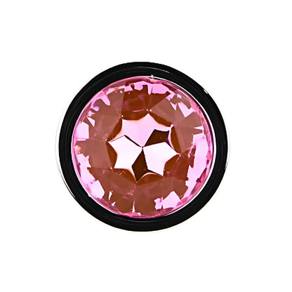 Toosh Silver Metal Butt Plug Medium Pink Stone - Sensual Vibes UK