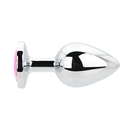 Toosh Silver Metal Butt Plug Large Pink Stone - Sensual Vibes UK