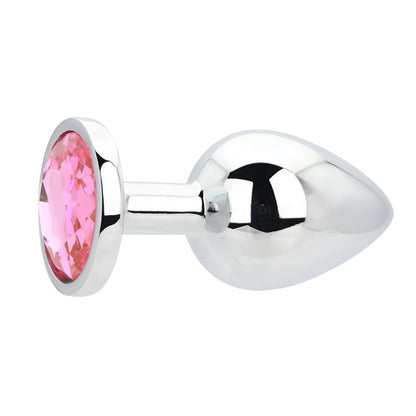 Toosh Silver Metal Butt Plug Large Pink Stone - Sensual Vibes UK