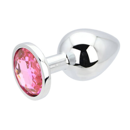 Toosh Silver Metal Butt Plug Large Pink Stone - Sensual Vibes UK