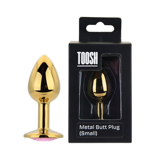 Toosh Gold Metal Butt Plug Small Pink Stone - Sensual Vibes UK