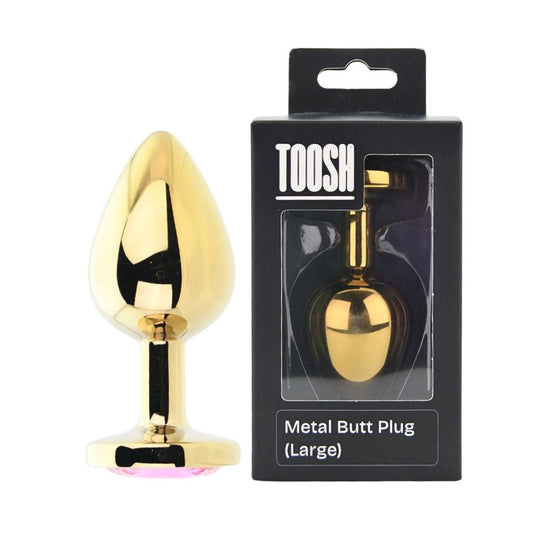 Toosh Gold Metal Butt Plug Large Pink Stone - Sensual Vibes UK