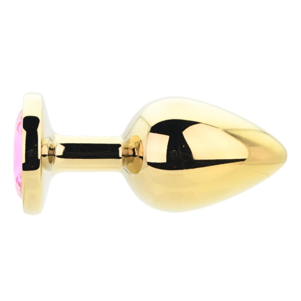Toosh Gold Metal Butt Plug Large Pink Stone - Sensual Vibes UK