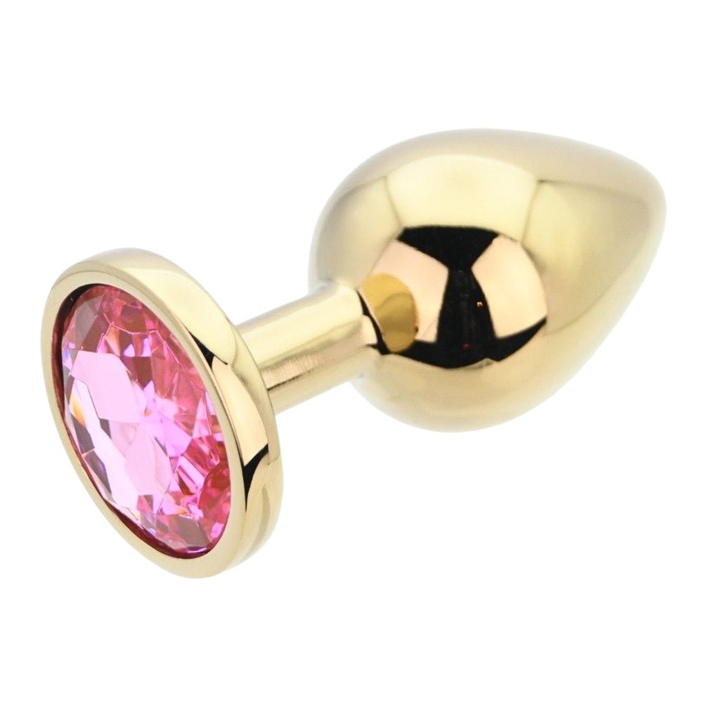 Toosh Gold Metal Butt Plug Large Pink Stone - Sensual Vibes UK