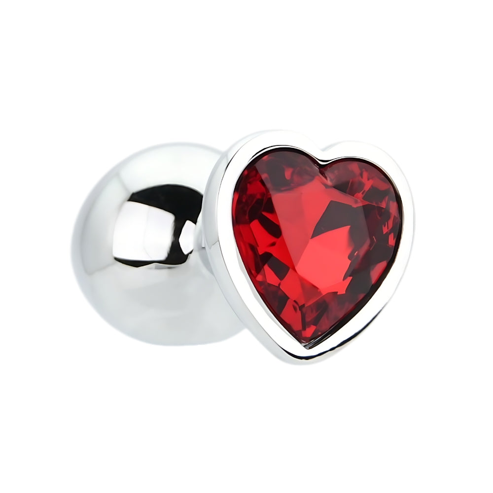 Toosh Heart Shaped Silver with Red Stone Medium