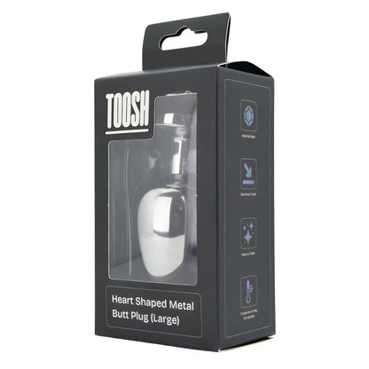 Toosh Heart Shaped Silver Butt Plug with Red Stone Large